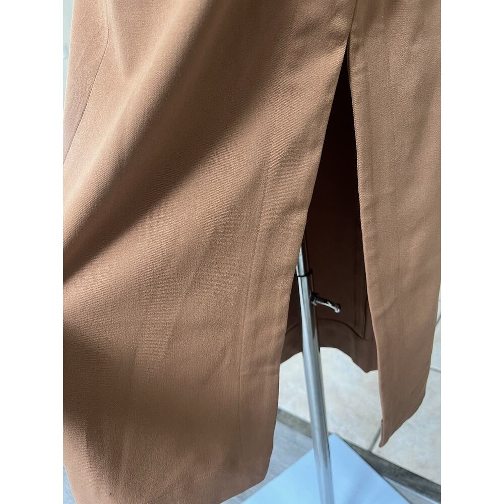 HAIGHT. Midi Straight Skirt Side Slit Sz XS Tan Orange Preppy - Picture 3 of 6
